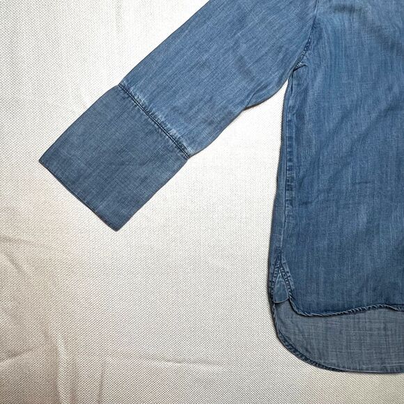Cloth & Stone Tencel Anthropologie Chambray Button Down Top XS Soft Denim Shirt - Picture 11 of 15